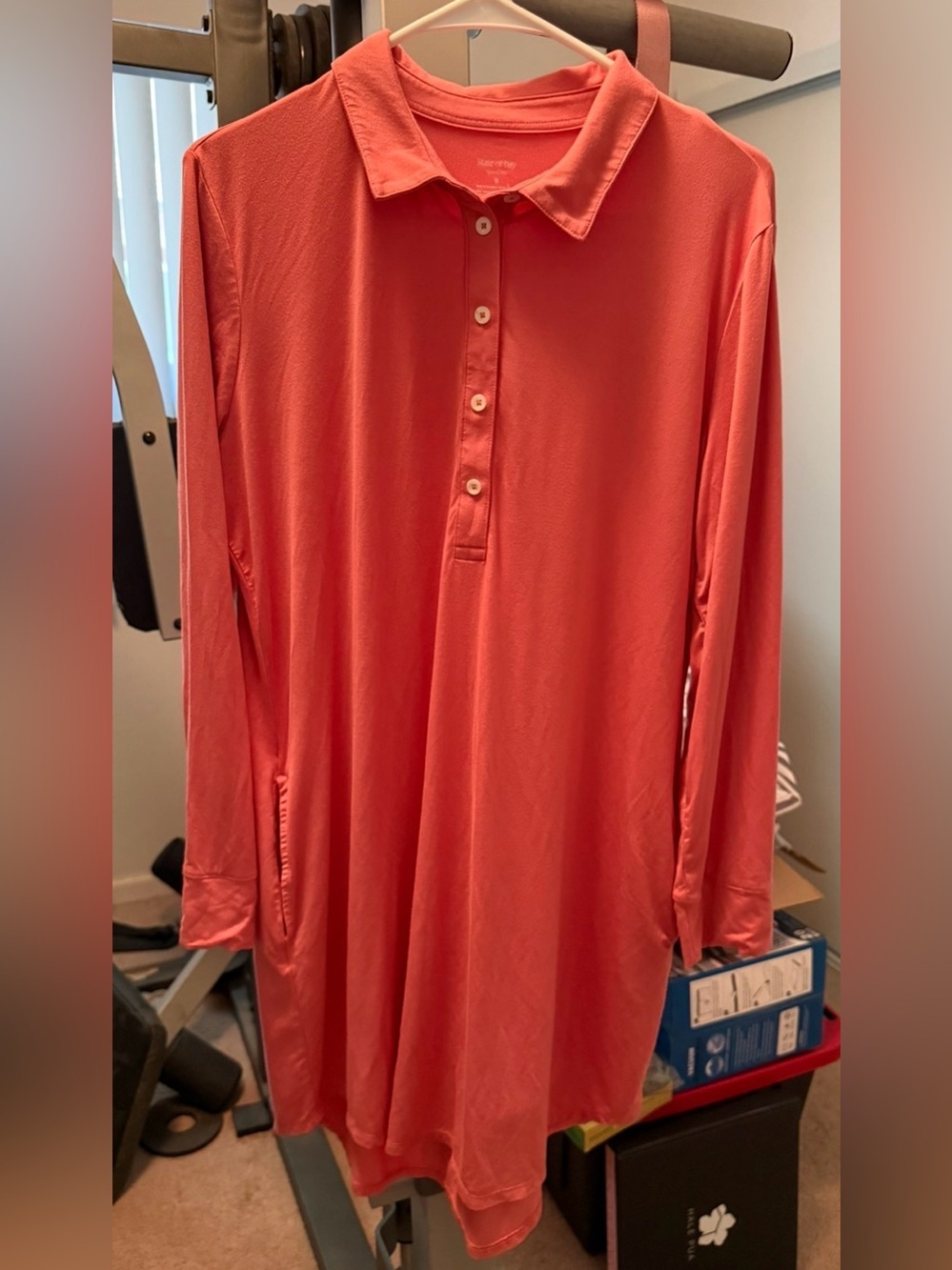NWOT M State of Day Long-Sleeve Coral Sleep Shirt w/Pockets